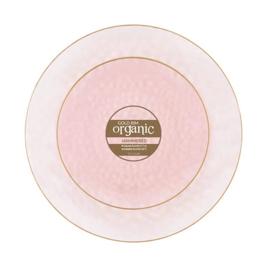 Organic Hammered Pink Gold Rim Combo 7″ & 10″ Plates (32 Count)