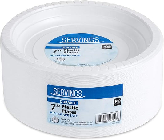 240 BLUE SKY 7" WHITE PLASTIC ENTREE PLATES