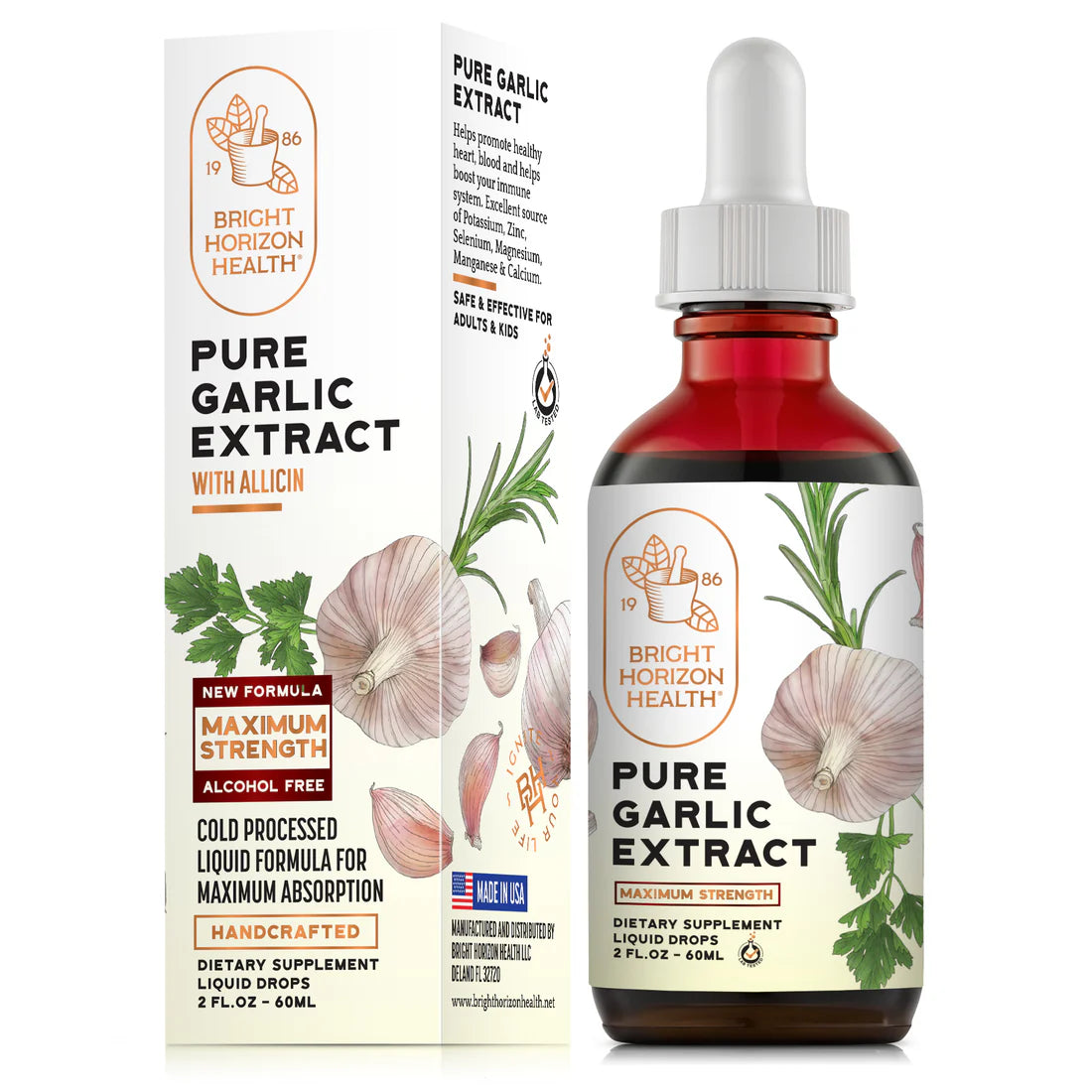 Maximum Strength Alcohol-Free Pure Garlic Extract with Allicin - 1 fl oz