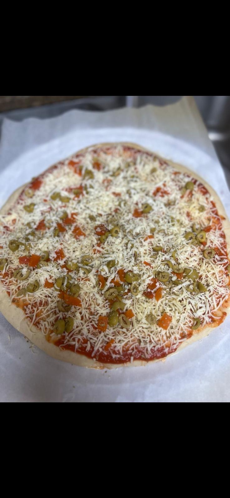 Sourdough Spelt Olive Pizza
