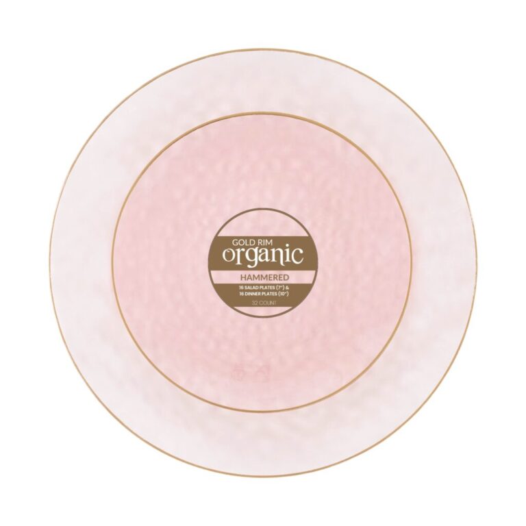 Organic Hammered Pink Gold Rim Combo 7″ & 10″ Plates (32 Count)