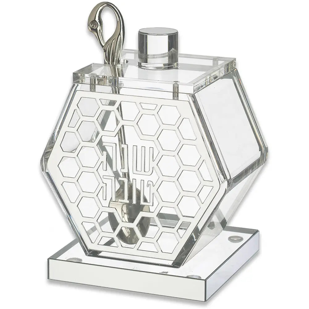AJ Silver Hexagon Acrilic Honey Dish