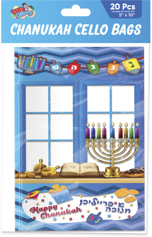 20PK Chanukah Cello Bags 5" x 8"