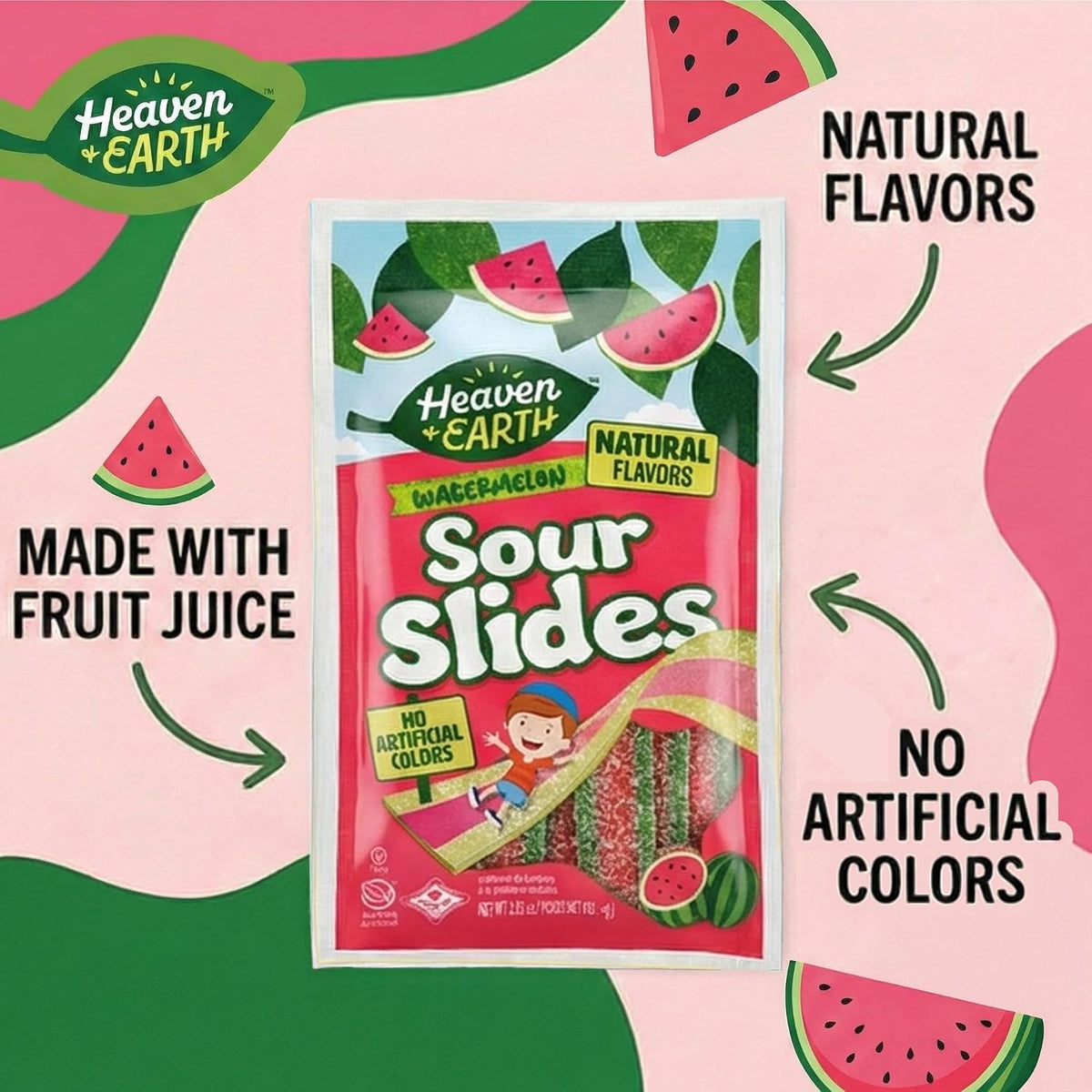 Heaven & Earth Watermelon Sour Slides Candy