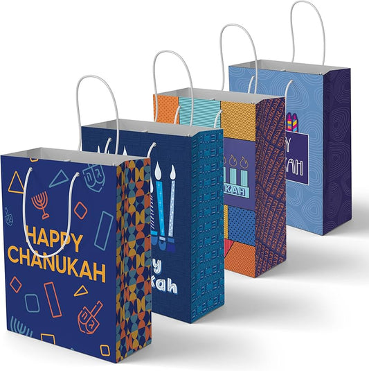 4PK Chanukah Gift Bags - 4 Designs - 5 x 8