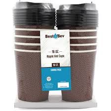 BLUE SKY BEST BEV 16 OZ RIPPLE HOT CUPS W/LIDS BROWN
