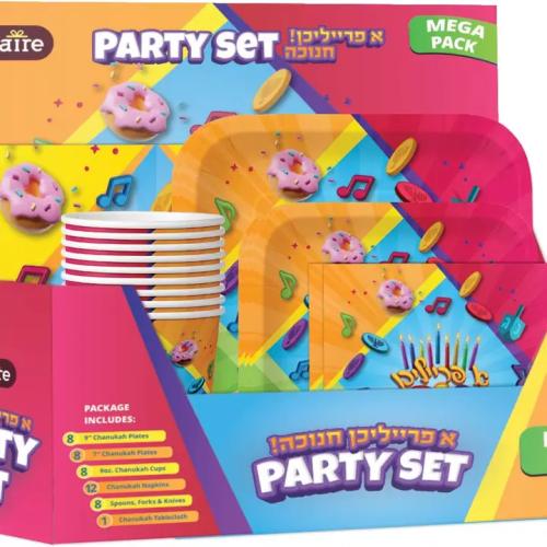 Ner Mitzvah Mega Pack Paper Goods Set - Yiddish Design