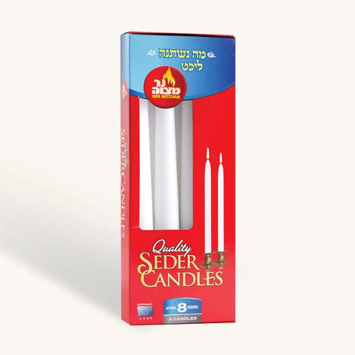 Quality Seder Taper Candles 8-Hours 4 Pack