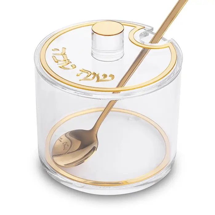 AJ Gold Round Acrilic Honey Dish