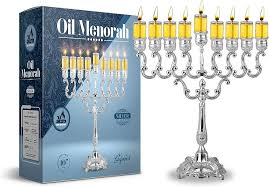 Silver Plated Oil Menorah 10" Height