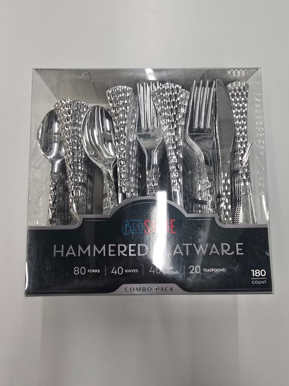 Blue Shine Hammered Flatware Combo Pack